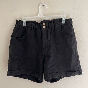 SUNDANCE Black Cuffed Linen/Cotton Blend Shorts: NWOT! Size 8; Retailed for $108